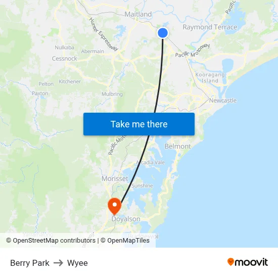 Berry Park to Wyee map