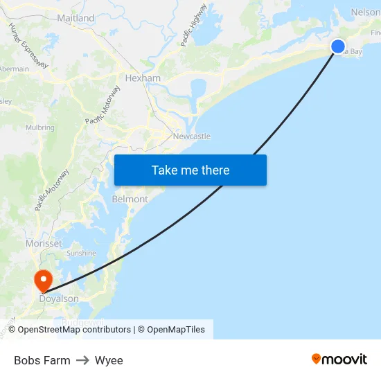 Bobs Farm to Wyee map