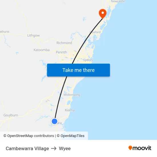 Cambewarra Village to Wyee map