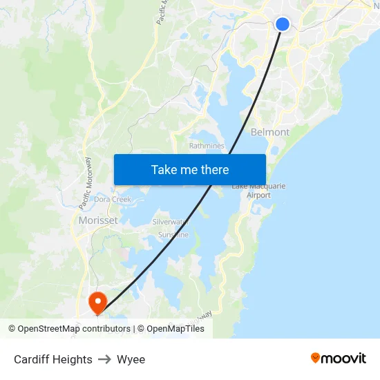 Cardiff Heights to Wyee map