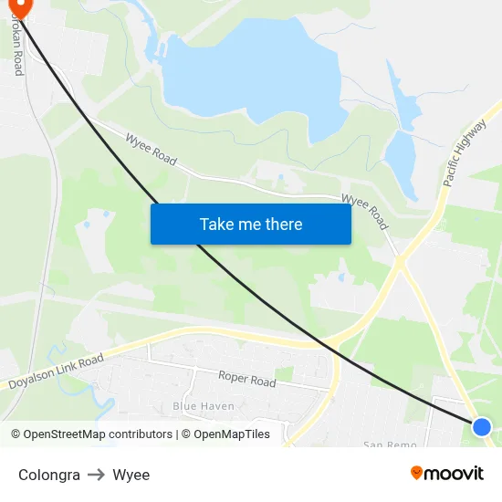 Colongra to Wyee map