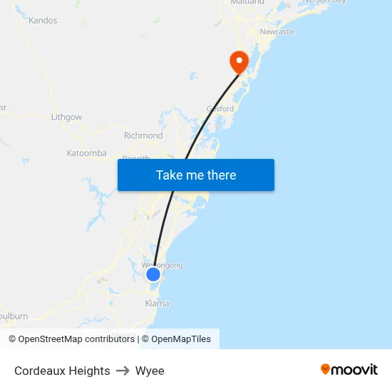 Cordeaux Heights to Wyee map