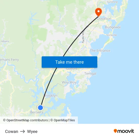 Cowan to Wyee map