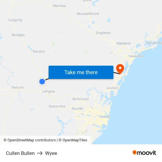 Cullen Bullen to Wyee map