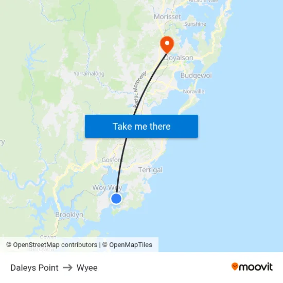 Daleys Point to Wyee map
