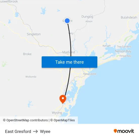 East Gresford to Wyee map