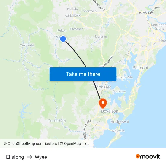 Ellalong to Wyee map