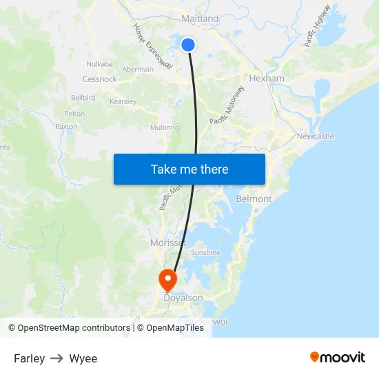 Farley to Wyee map