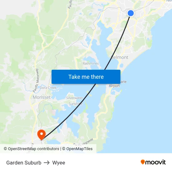 Garden Suburb to Wyee map