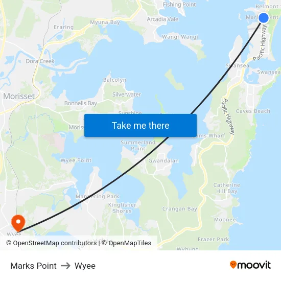 Marks Point to Wyee map
