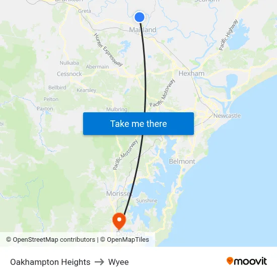 Oakhampton Heights to Wyee map