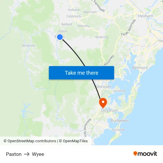 Paxton to Wyee map