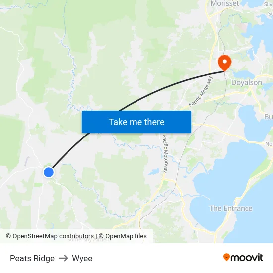 Peats Ridge to Wyee map
