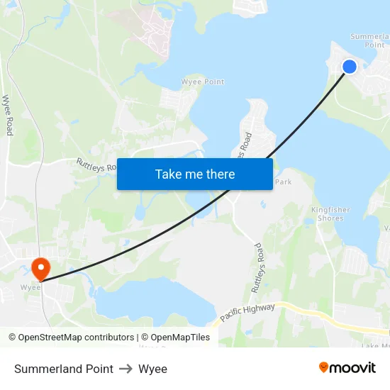 Summerland Point to Wyee map