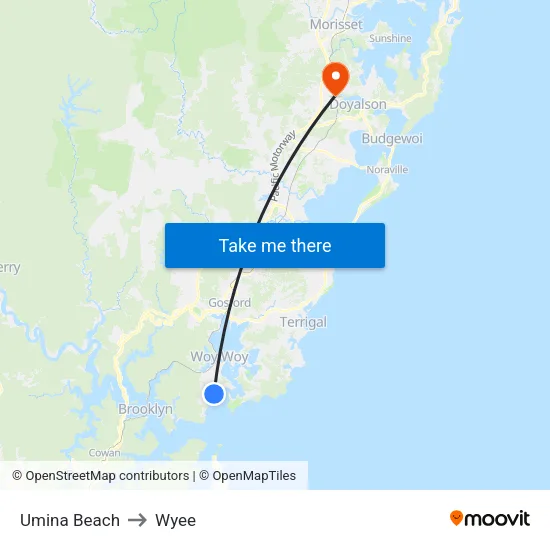 Umina Beach to Wyee map