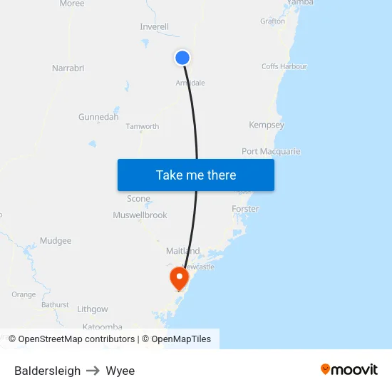 Baldersleigh to Wyee map