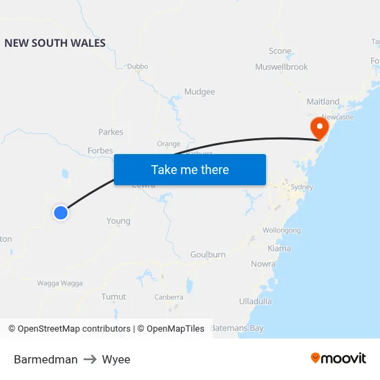 Barmedman to Wyee map