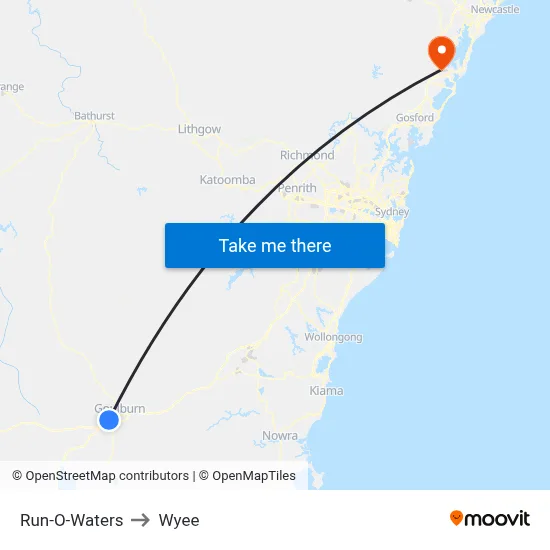 Run-O-Waters to Wyee map