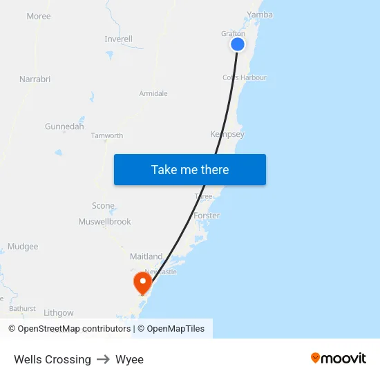Wells Crossing to Wyee map