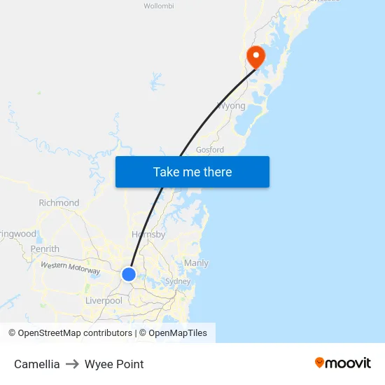 Camellia to Wyee Point map