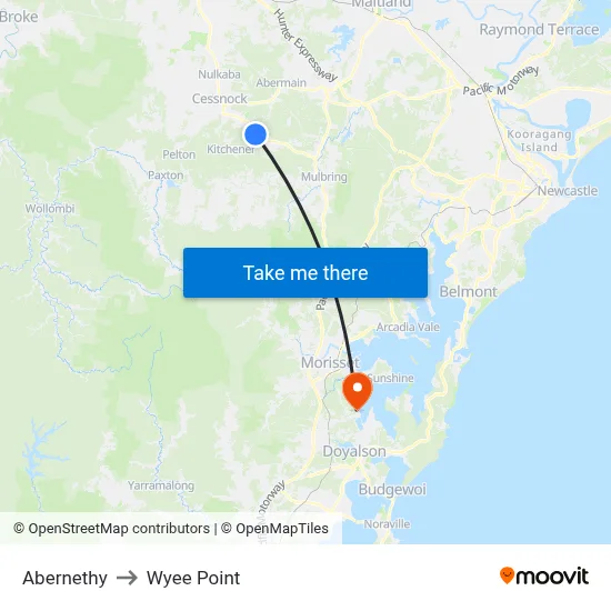 Abernethy to Wyee Point map