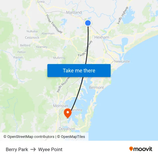 Berry Park to Wyee Point map