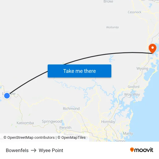 Bowenfels to Wyee Point map
