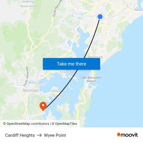 Cardiff Heights to Wyee Point map