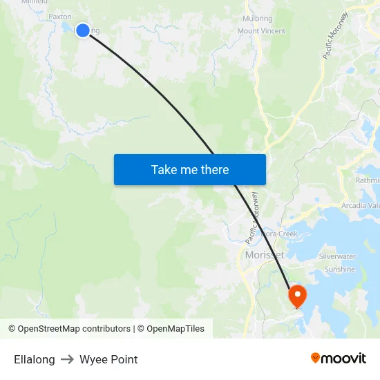 Ellalong to Wyee Point map