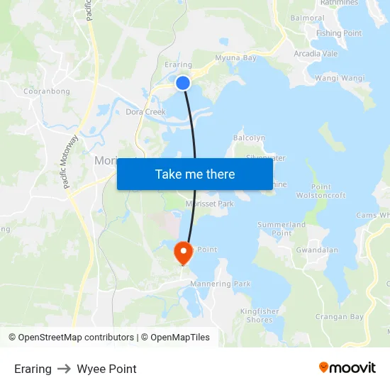 Eraring to Wyee Point map