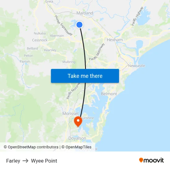 Farley to Wyee Point map