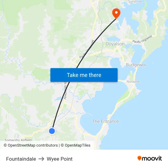 Fountaindale to Wyee Point map