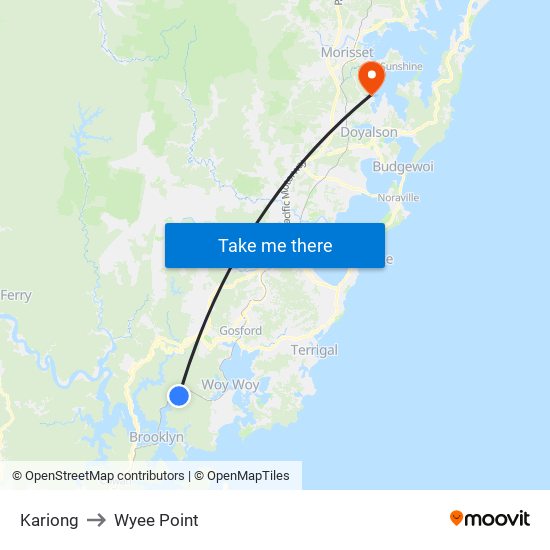 Kariong to Wyee Point map