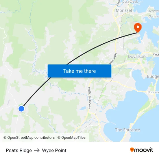 Peats Ridge to Wyee Point map