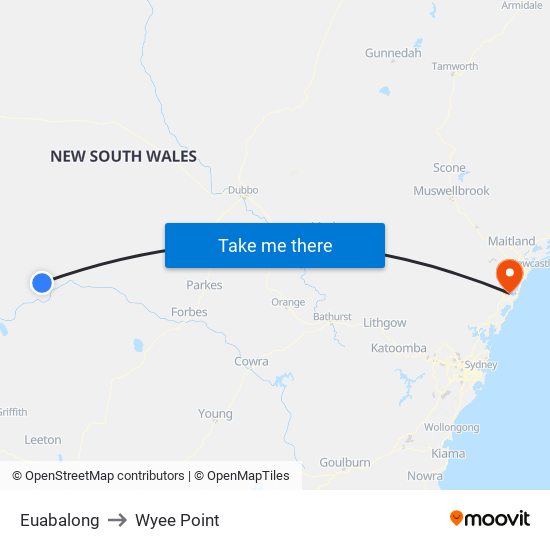 Euabalong to Wyee Point map