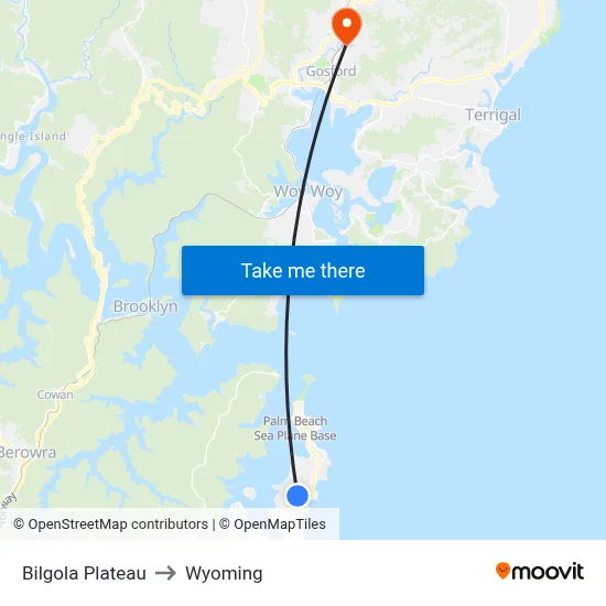 Bilgola Plateau to Wyoming map