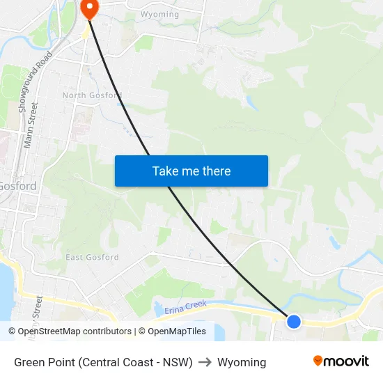 Green Point (Central Coast - NSW) to Wyoming map