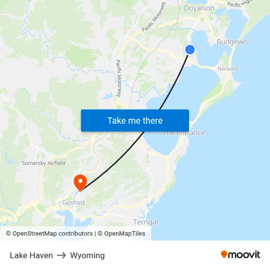 Lake Haven to Wyoming map