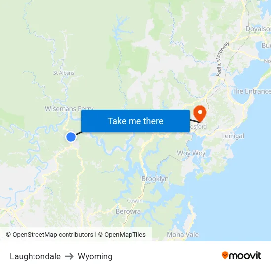 Laughtondale to Wyoming map