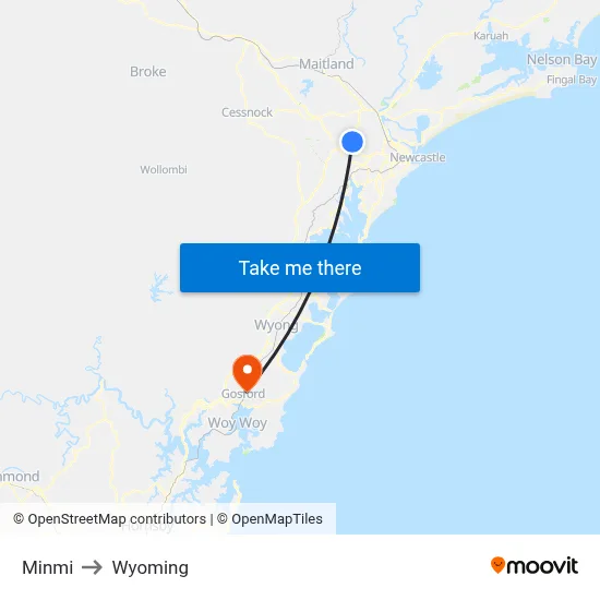 Minmi to Wyoming map