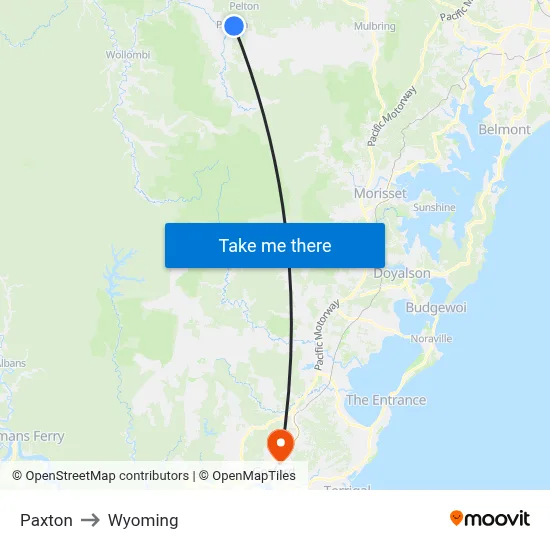 Paxton to Wyoming map