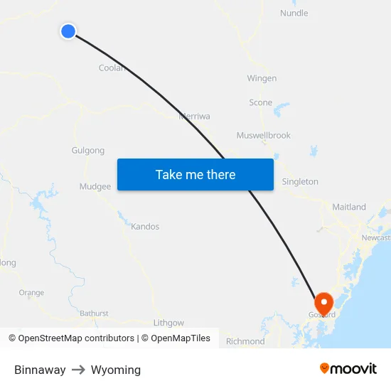 Binnaway to Wyoming map