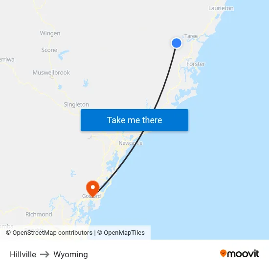 Hillville to Wyoming map