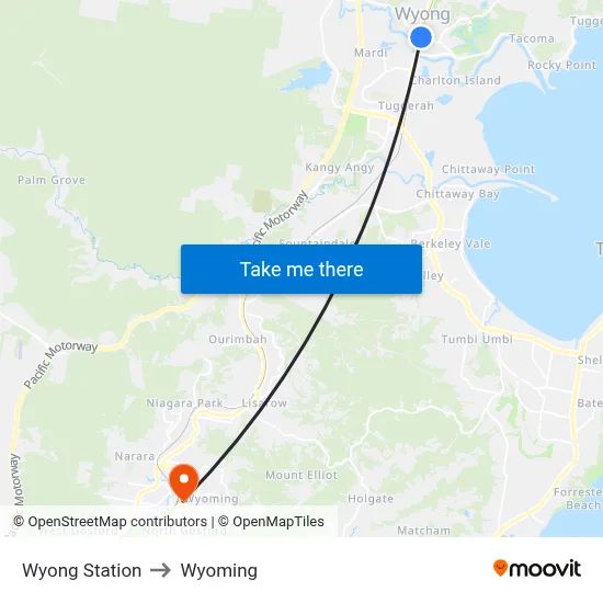 Wyong Station to Wyoming map