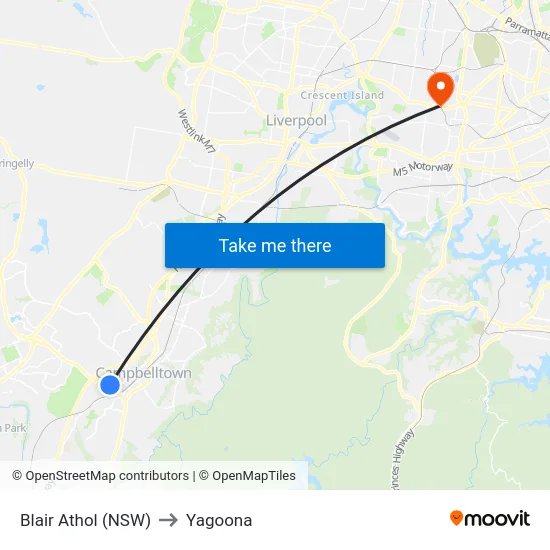 Blair Athol (NSW) to Yagoona map