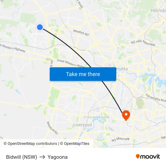 Bidwill (NSW) to Yagoona map