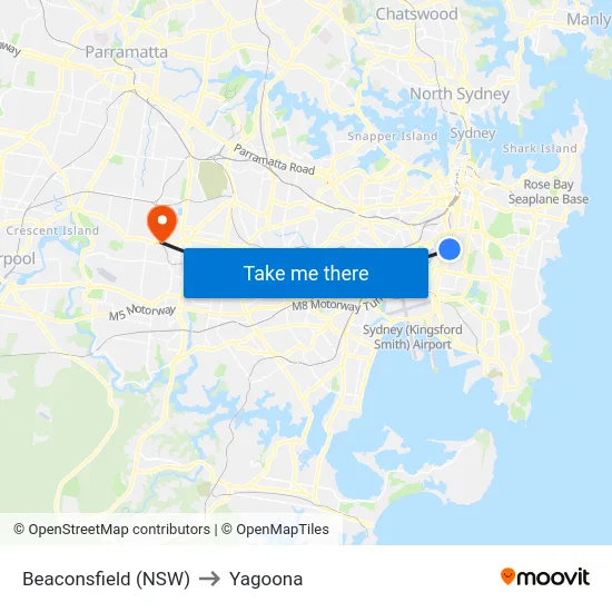 Beaconsfield (NSW) to Yagoona map