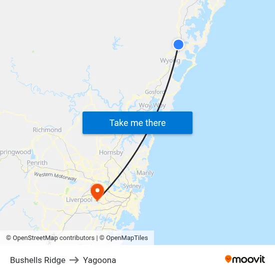 Bushells Ridge to Yagoona map