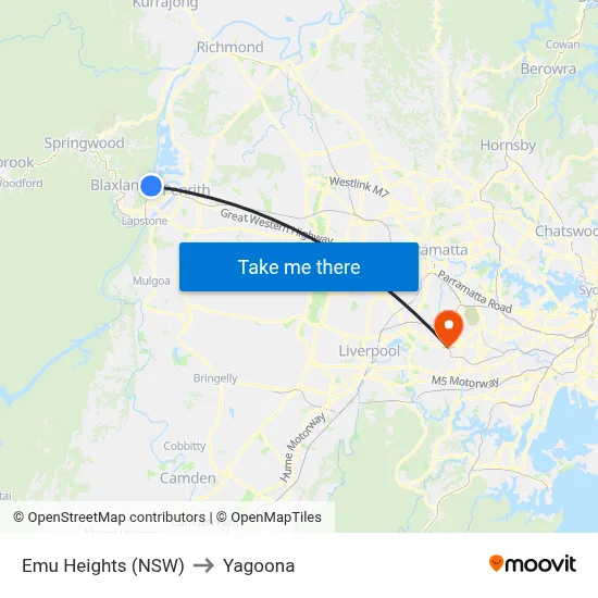 Emu Heights (NSW) to Yagoona map