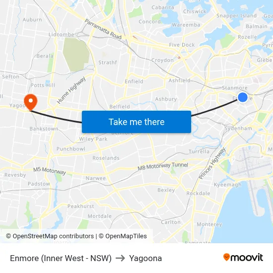 Enmore (Inner West - NSW) to Yagoona map